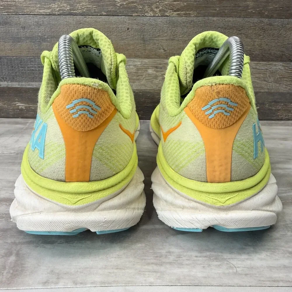 Hoka Clifton 9 Women's Size 9.5 Lime Green Running Shoes Cushioned‎ 1127896 LCS